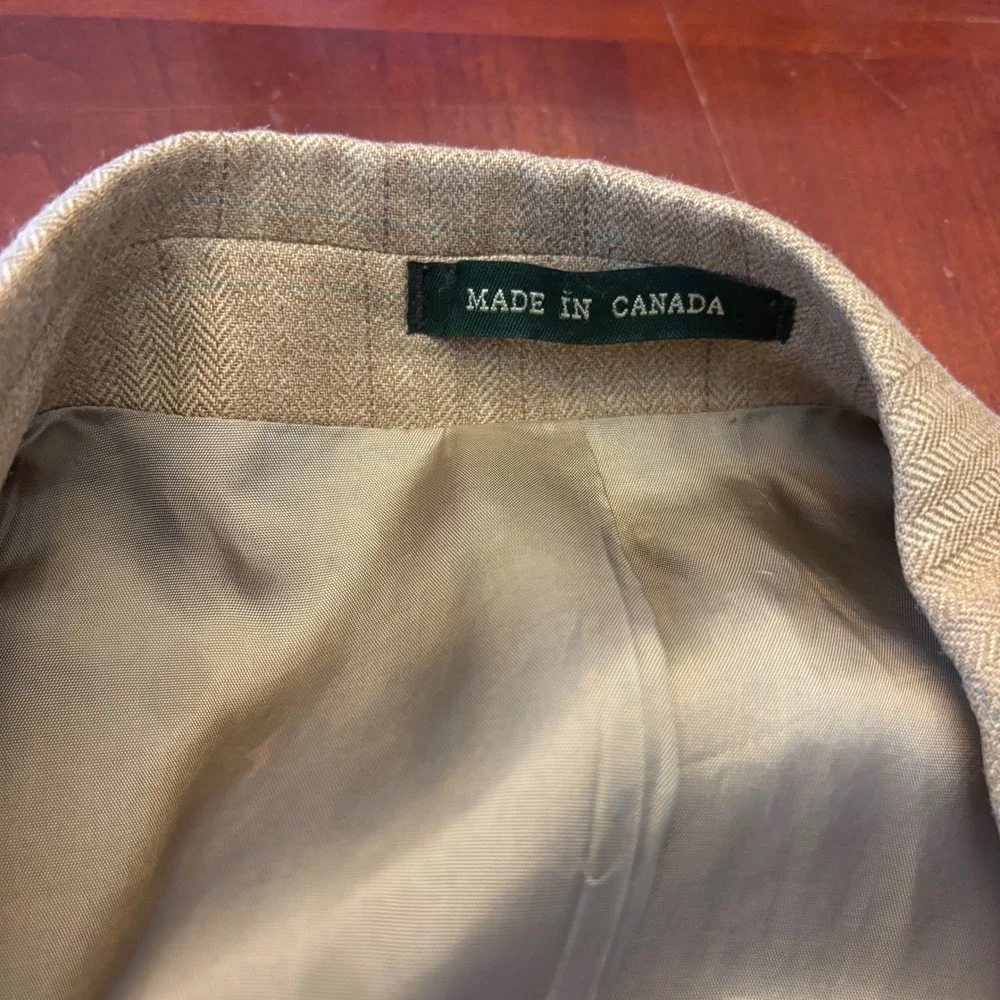 Lauren‎ Ralph Lauren | Made in Canada | Mens 40S | Silk Wool Blazer | Glen Plaid